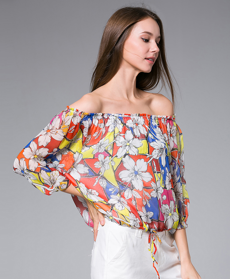 Tops - Flowers Printed silk georgette top